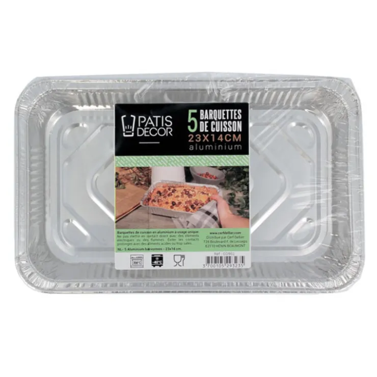 5 Barquettes de cuisson alu 23 x 14 cm-Cerf Dellier Discount