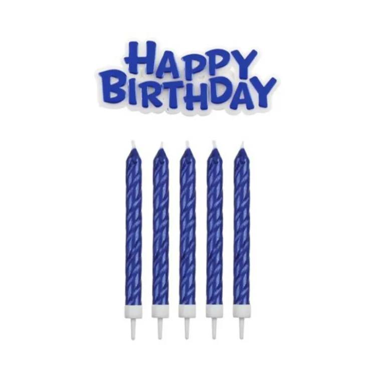 16 Bougies bleues + Happy Birthday-Cerf Dellier New