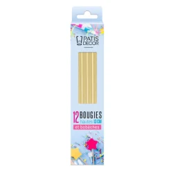 12 bougies dorées hautes 13 cm-Cerf Dellier New