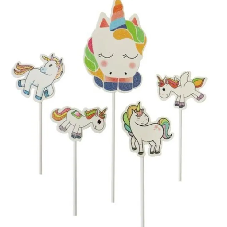 5 cake toppers licornes assorties-Cerf Dellier Sale