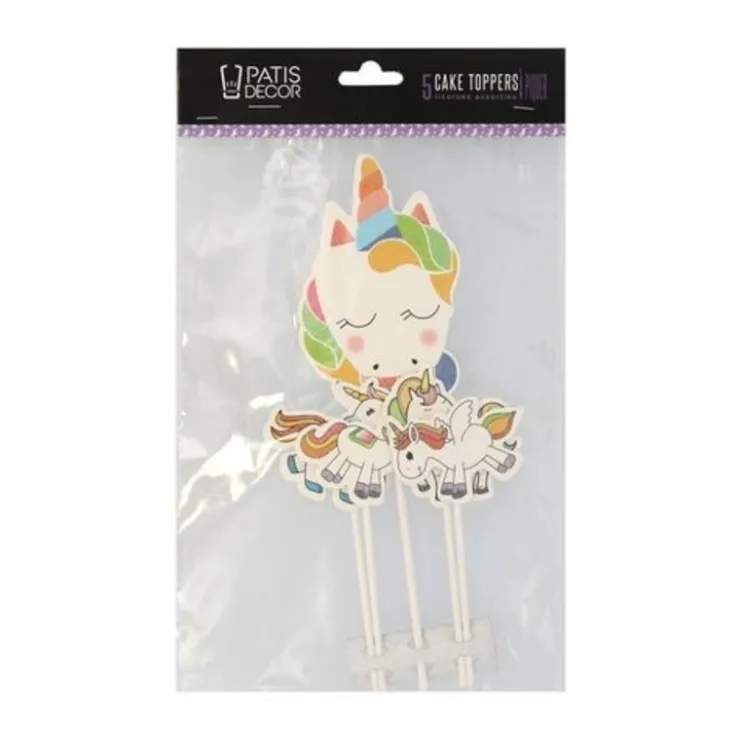 5 cake toppers licornes assorties-Cerf Dellier Sale