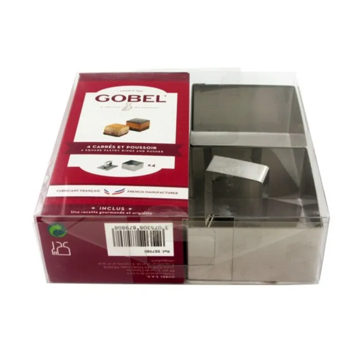 4 carrés à pâtisserie + poussoir H 4 cm-Cerf Dellier Best