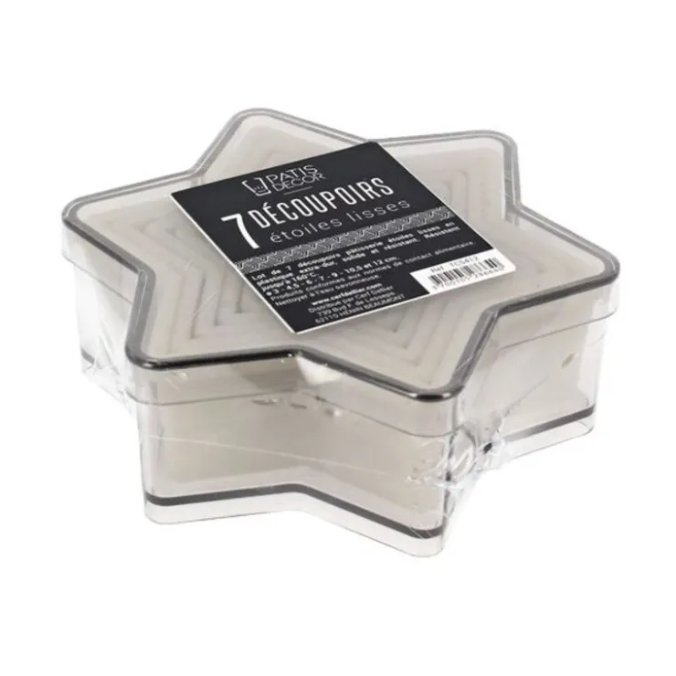 7 Découpoirs étoiles lisses assortis-Cerf Dellier