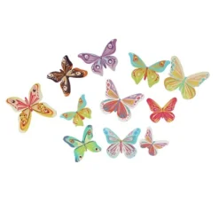 17 Papillons 3D comestibles en azyme assortis-Cerf Dellier Discount