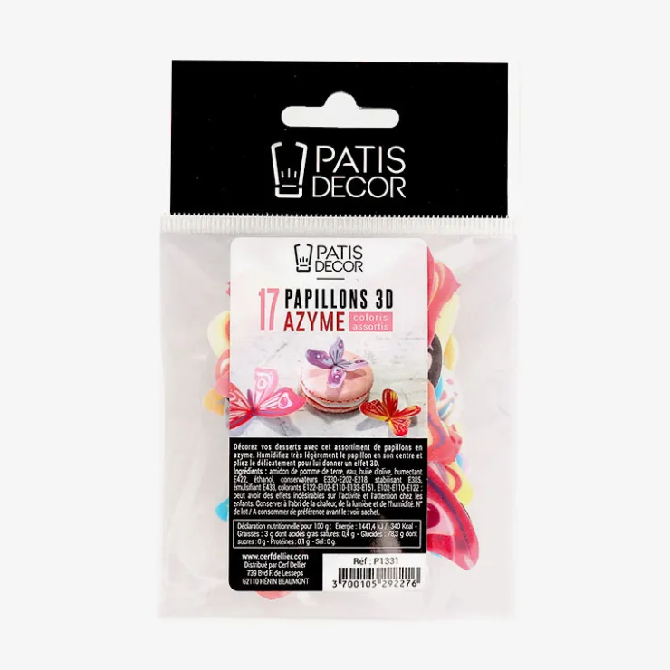 17 Papillons 3D comestibles en azyme assortis-Cerf Dellier Discount