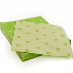 20 Serviettes en papier lin coeurs verts Patisdecor-Cerf Dellier Hot