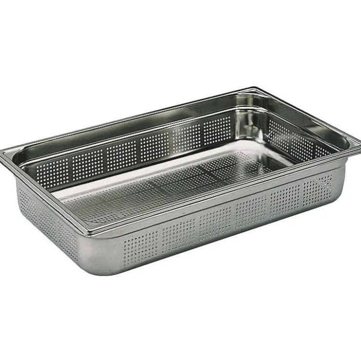Bac gastronorme perforé inox - sans anse - GN 1/1 profondeur 15 cm-Cerf Dellier Online