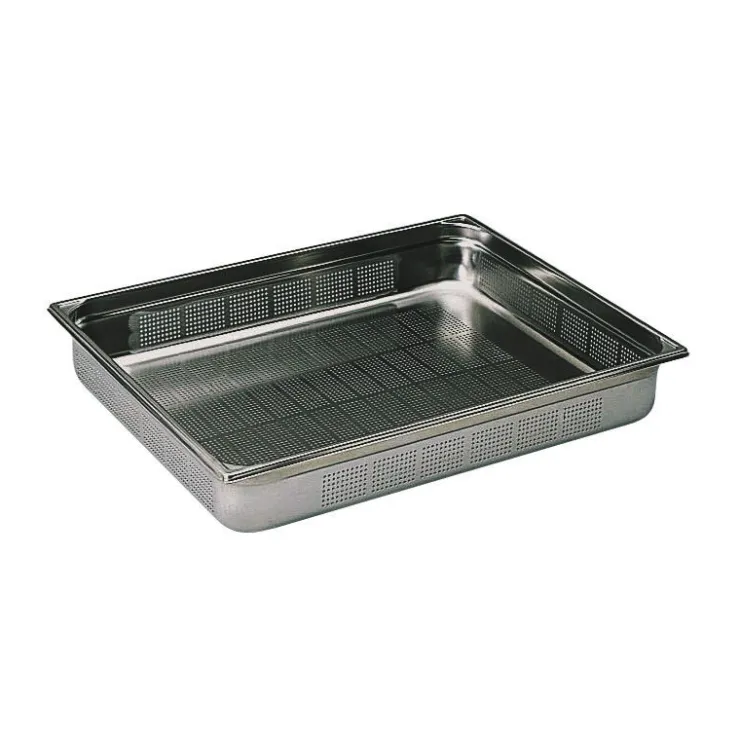 Bac gastronorme perforé inox - sans anse - GN 2/1 profondeur 10 cm-Cerf Dellier Best