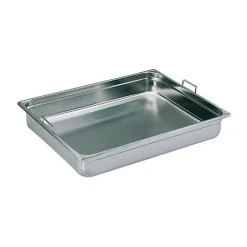Bac gastronorme plein inox - avec anses escamotables - GN 2/1 profondeur 15 cm-Cerf Dellier Outlet