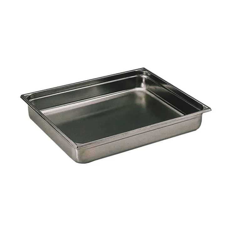 Bac gastronorme plein inox - sans anse - GN 2/1 profondeur 6,5 cm-Cerf Dellier Sale