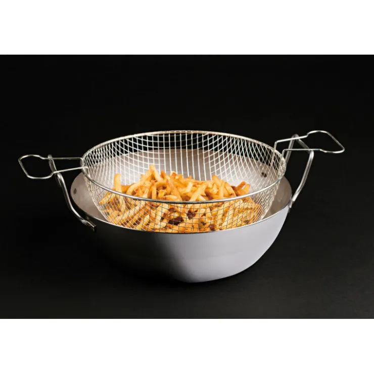 Bassine à friture en tôle d'acier noire avec panier 32 cm-Cerf Dellier Sale