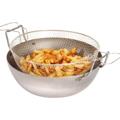 Bassine à friture en tôle d'acier noire avec panier 40 cm-Cerf Dellier Discount