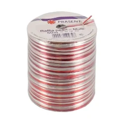 Bolduc Raphia Pearl rouge / argent 50 m-Cerf Dellier Hot