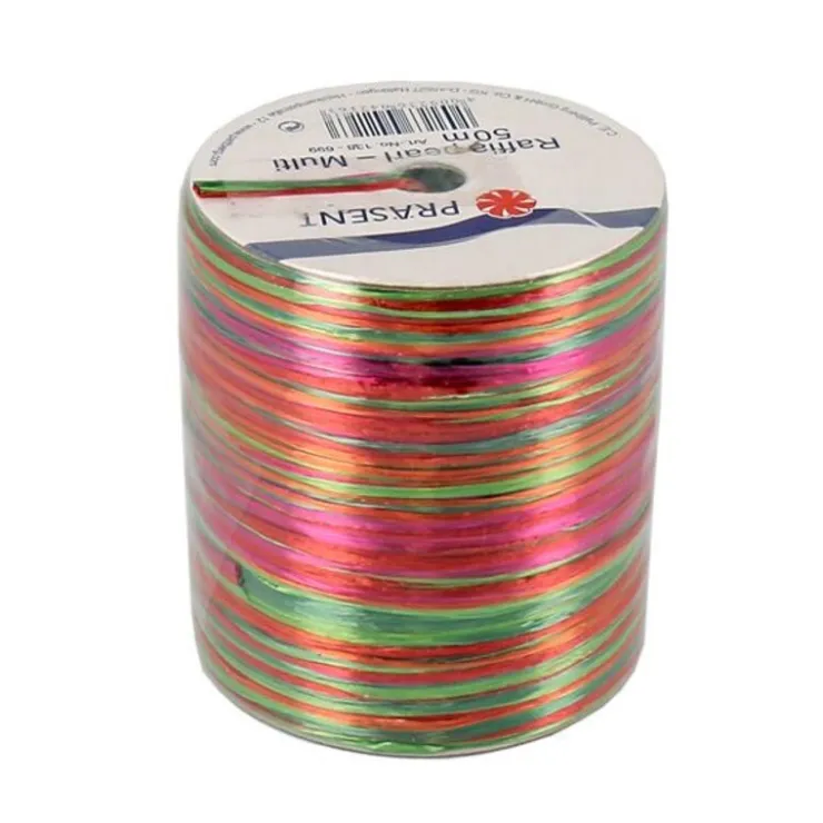 Bolduc Raphia Pearl vert / rouge / fuchsia 50 m-Cerf Dellier Best