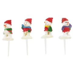 Bonshommes de neige Noël assortis sur pique (x4)-Cerf Dellier Outlet