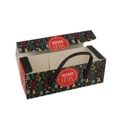 Boîte à bûche à poignées décor scandinave 25 x 11 x 11 cm-Cerf Dellier Online
