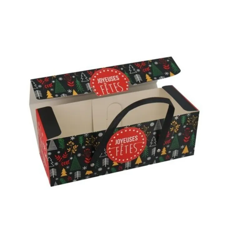 Boîte à bûche à poignées décor scandinave 25 x 11 x 11 cm-Cerf Dellier Online