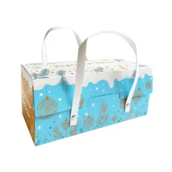 Boîte à bûche à poignées kraft décor glacé 35 x 11 x 11 cm-Cerf Dellier Outlet
