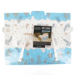 Boîte à bûche à poignées kraft décor glacé 35 x 11 x 11 cm-Cerf Dellier Outlet