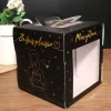 Boîte à gâteau vitrine noir et or 21 x 21 x h 22 cm-Cerf Dellier Outlet