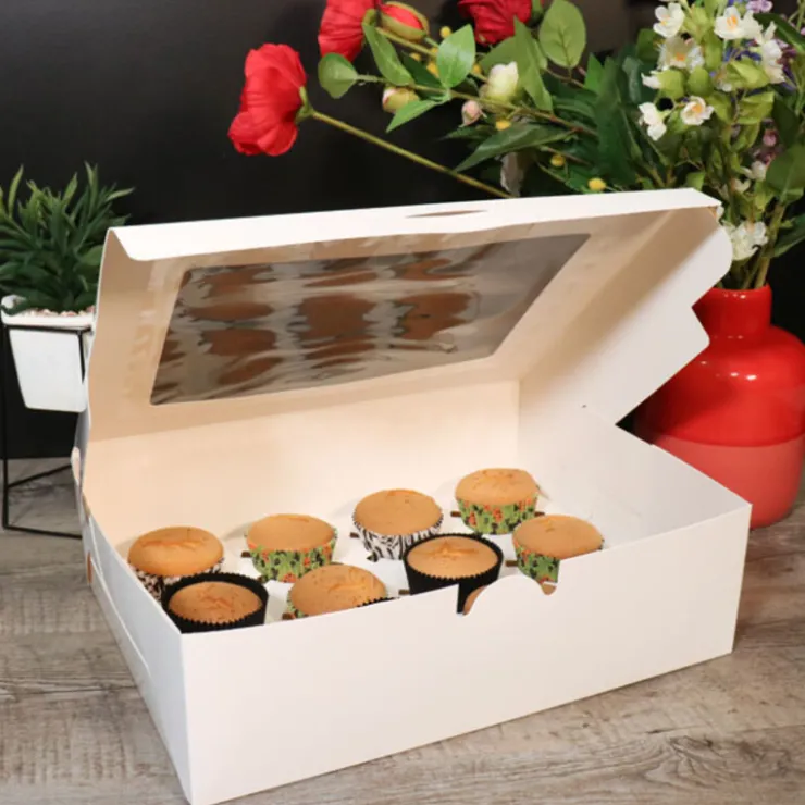 Boîte cupcakes blanche rectangulaire 24 x 16 x 7,5 cm-Cerf Dellier Best