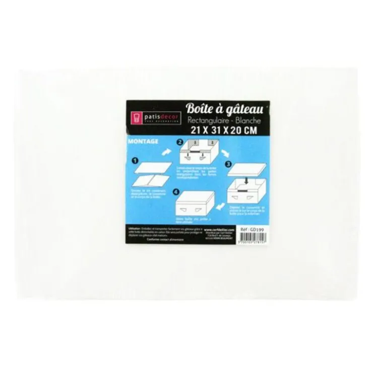 Boîte pâtissière blanche 21 x 31 x H 20 cm-Cerf Dellier Clearance