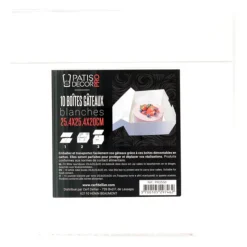 Boîtes pâtissières blanches 25x25 cm Hauteur 20 cm (x 10)-Cerf Dellier Discount