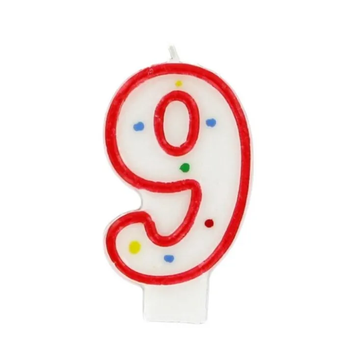 Bougie anniversaire chiffre Fiesta 9-Cerf Dellier New