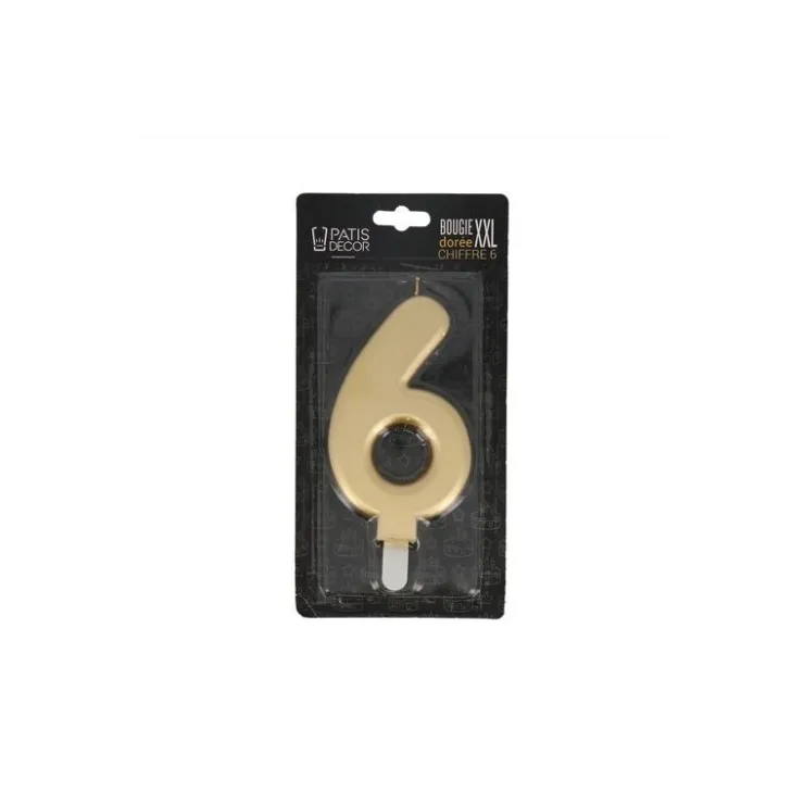 Bougie anniversaire dorée XXL chiffre 6-Cerf Dellier New