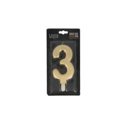 Bougie anniversaire dorée XXL chiffre 3-Cerf Dellier Clearance