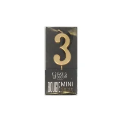 Bougie anniversaire dorée chiffre 3-Cerf Dellier New