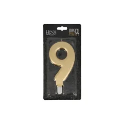 Bougie anniversaire dorée XXL chiffre 9-Cerf Dellier New