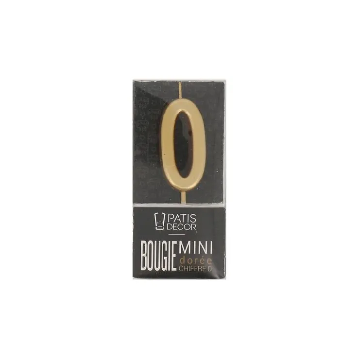 Bougie anniversaire dorée chiffre 0-Cerf Dellier
