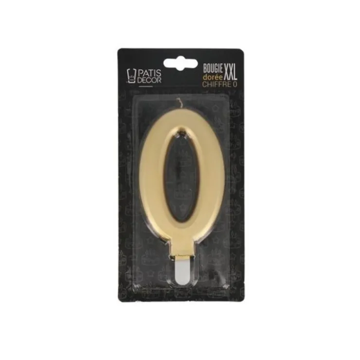 Bougie anniversaire dorée XXL chiffre 0-Cerf Dellier Best