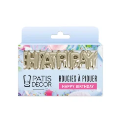 Bougies à piquer "Happy Birthday" dorées-Cerf Dellier Discount
