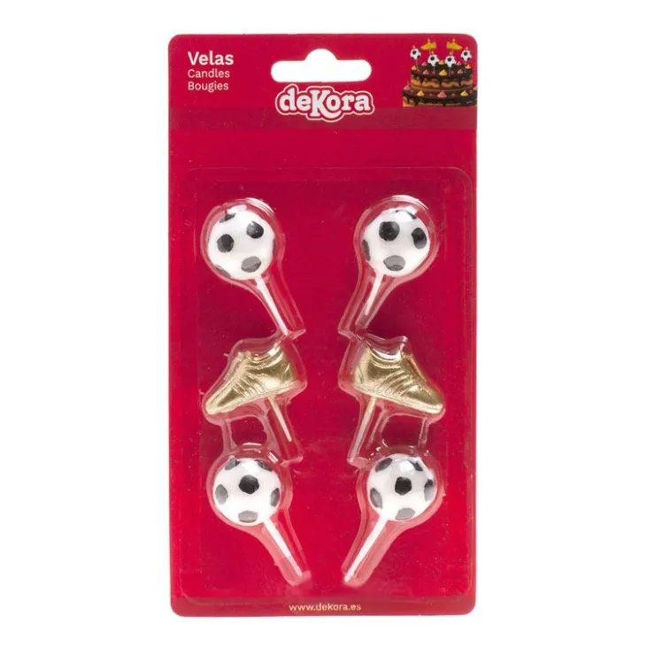 Bougies chaussures + ballons de football (x 6)-Cerf Dellier New
