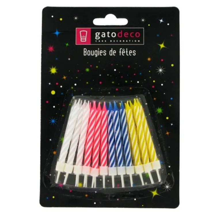 Bougies d'anniversaire 6 cm assorties (x 24)-Cerf Dellier Best
