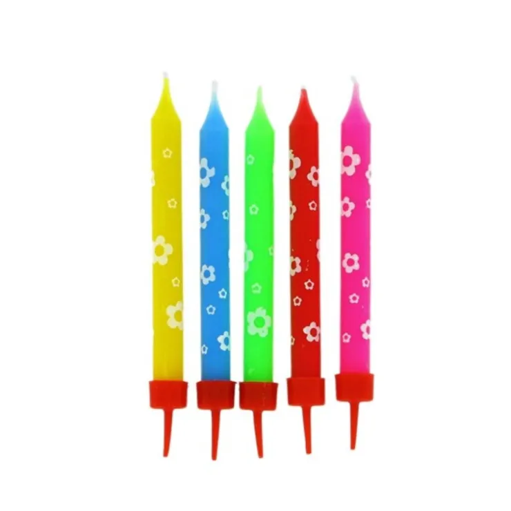 Bougies muticolores fleurs (x 10)-Cerf Dellier Hot