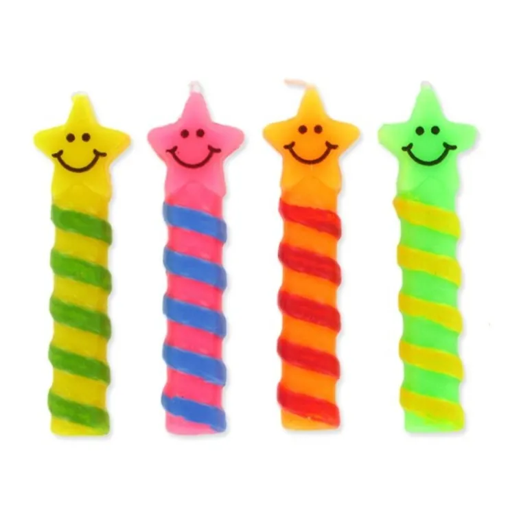 Bougies Smileys Etoiles (x 4)-Cerf Dellier New