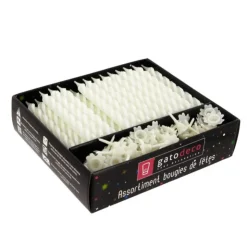 Bougies torsadées 8 cm et bobèches blanches (x 70)-Cerf Dellier Sale