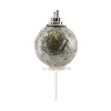 Boules de Noël argentées paillettes sur pique (x50)-Cerf Dellier New