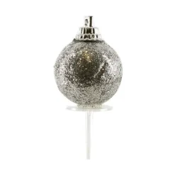 Boules de Noël argentées paillettes sur pique (x50)-Cerf Dellier New