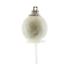 Boules de Noël blanches paillettes sur pique (x50)-Cerf Dellier Clearance