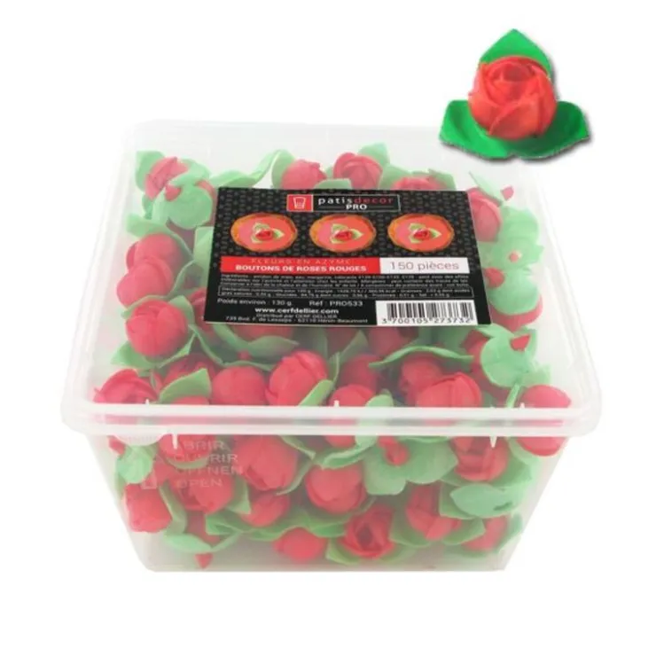 Boutons de roses rouges en azyme (x150)-Cerf Dellier New