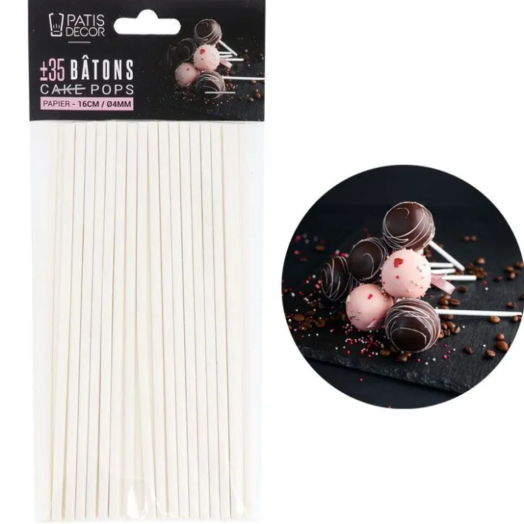 Bâtons à Cake Pops 16 cm (+/-35)-Cerf Dellier Hot