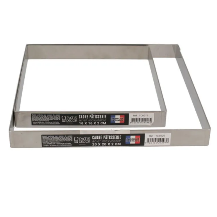 Cadre à pâtisserie inox H 2 cm - 16 x 16 cm-Cerf Dellier Online