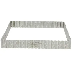 Cadre à tarte carré cannelé et perforé inox H 3 cm - 23 x 23 cm De Buyer-Cerf Dellier Online