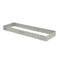 Cadre à tarte rectangulaire cannelé et perforé inox H 3 cm - 35 x 10 cm De Buyer-Cerf Dellier Clearance