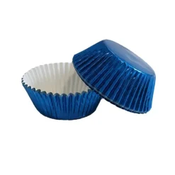 Caissette cupcake bleu métallisé PME (x30)-Cerf Dellier Online