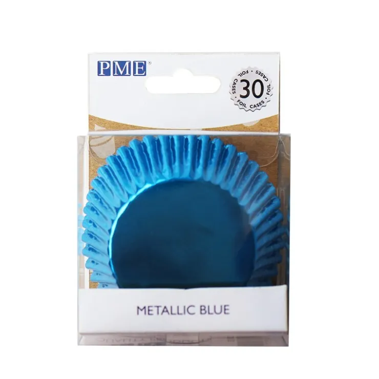 Caissette cupcake bleu métallisé PME (x30)-Cerf Dellier Online